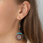 Long Mandala Hanging Teardrop Earrings, thumbnail 1 of 3