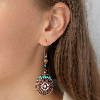 Long Mandala Hanging Teardrop Earrings, 3 of 4