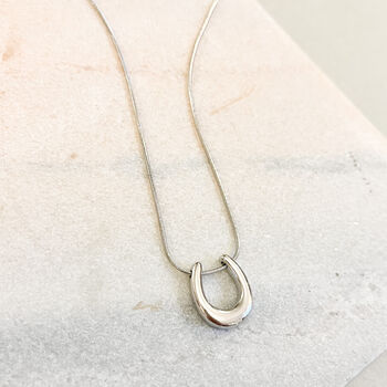 Chunky Horseshoe Pendant Necklace, 3 of 3