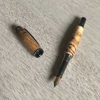 Handcrafted Spalted Pecan Black Titanium Fountain Pen, 2 of 2