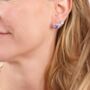 Royal Purple Halo Sterling Silver Stud Earrings, thumbnail 2 of 9