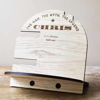 Personalised The Legend Wooden Accessory Stand, 5 of 5