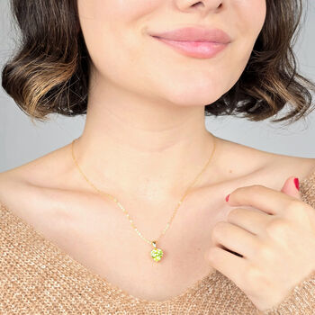 Peridot August Birthstone Love Heart Pendant Necklace, 5 of 5