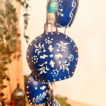 Midnight Blue Bell Wind Chime Boho Home And Garden Decor, 4 of 8
