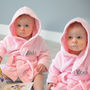 Personalised Twins Soft Baby Dressing Gowns In Pink, thumbnail 1 of 9