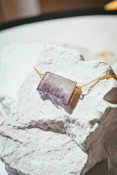 Amethyst Slice Necklace 18k Gold Plated Christmas Gift Present, 2 of 8