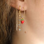 Strawberry Charm Hoop Earrings, thumbnail 4 of 5