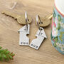 New Home Gift House Shaped Pair Of Personalised Keyrings, thumbnail 2 of 5