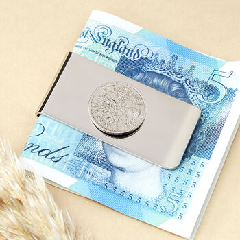 60th Birthday 1963 Sixpence Coin Money Clip, 2 of 9