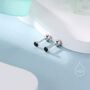 Sterling Silver Black Cz Bezel Earrings, thumbnail 1 of 12