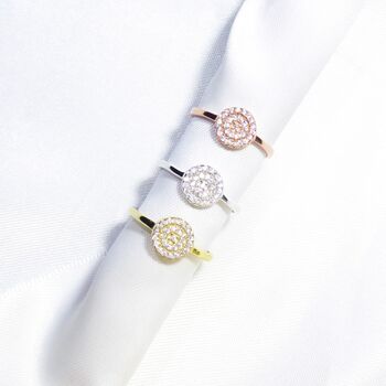 Disc Rings, Cz, Rose, Yellow Gold Vermeil 925 Silver, 5 of 11