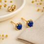 Solid 9ct Gold September Sapphire Birthstone Stud Earrings, thumbnail 3 of 4