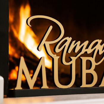 Elegant Ramadan Mubarak Table Sign Gold And Black With Base For Eid Celebrations, 2 of 5