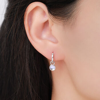 Dangle Moonstone Huggie Hoop In Sterling Silver, 7 of 11