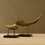 Handmade Set Of Aged Ivory Tusks On Marble Bases, thumbnail 1 of 2