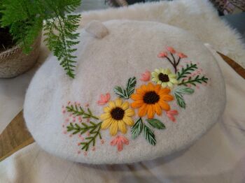 Cream Classic Beret Hat, 2 of 5