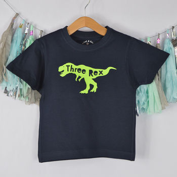 'Three Rex' Dinosaur Birthday T Shirt, 4 of 5