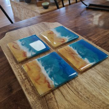 Glass And Resin Art Coastal Coasters By Eunice J Friend, 2 of 3
