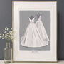 Illustrated Wedding Dress Illustration Portrait, thumbnail 2 of 10