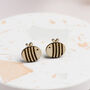 Wooden Bumble Bee Earrings, thumbnail 1 of 12