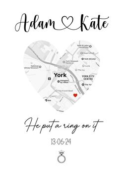 Personalised Engagement Map Print | Gift For Engagement, 6 of 7