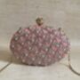 Salmon Pink Oval Pearl Clutch Bag, thumbnail 2 of 10