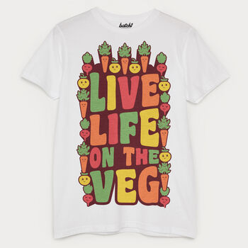 Live Life On The Veg Men's Slogan T Shirt, 3 of 3