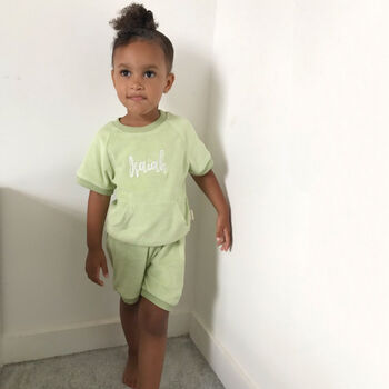 Personalised Towelling Child Summer Shorts Set, 6 of 8