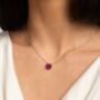 Red Druzy Crystal Round 925 Sterling Silver Necklace, thumbnail 1 of 4