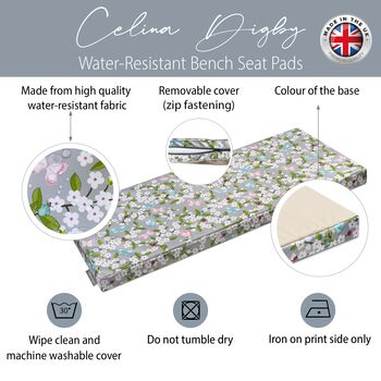 Cherry Blossom Water Resistant Garden Bench Seat Pad, 3 of 3