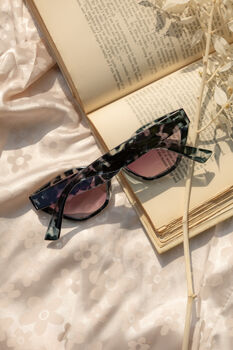 Grey Tortoise Shell Thick Diamond Frame Sunglasses, 3 of 12
