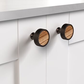 Solid Brass Bronze Cabinet Knobs With Wood Inserts, 6 of 7