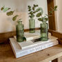 Three Pressed Glass Bottle Vases Amelie Green, thumbnail 1 of 6