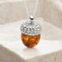 Sterling Silver Baltic Amber Acorn Necklace, thumbnail 5 of 12