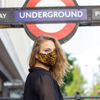 Brown Leopard Print Face Mask, 2 of 3