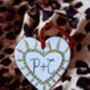 Personalised Couples Initials Ceramic Hanging Heart Valentines Gift, thumbnail 9 of 12