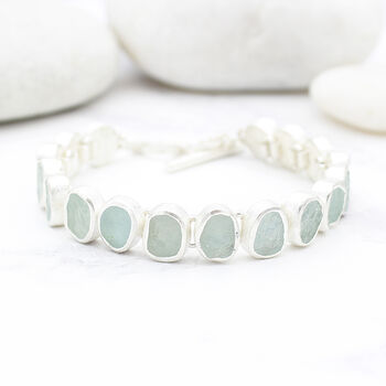 Aquamarine Gemstone Handmade Sterling Silver Bracelet, 2 of 3