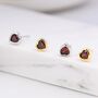Tiny Garnet Red Cz Heart Stud Earrings, thumbnail 7 of 12