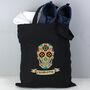 Personalised Sugar Skull Black Cotton Bag, thumbnail 1 of 3
