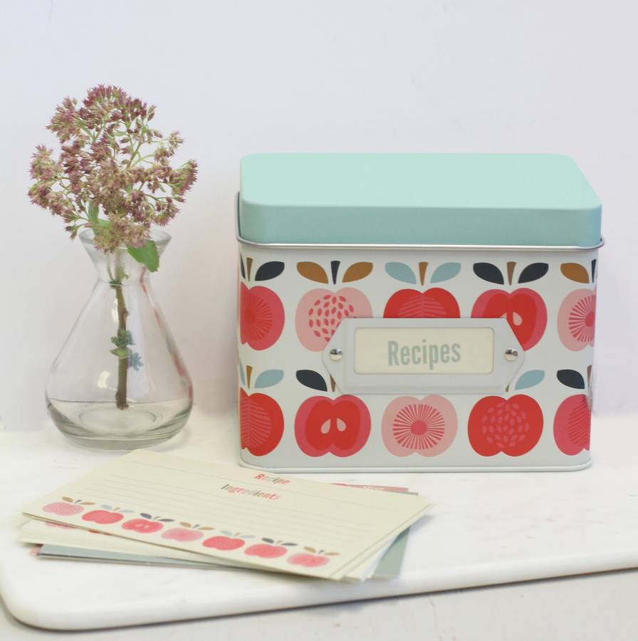 vintage apple tin recipe box by posh totty designs interiors