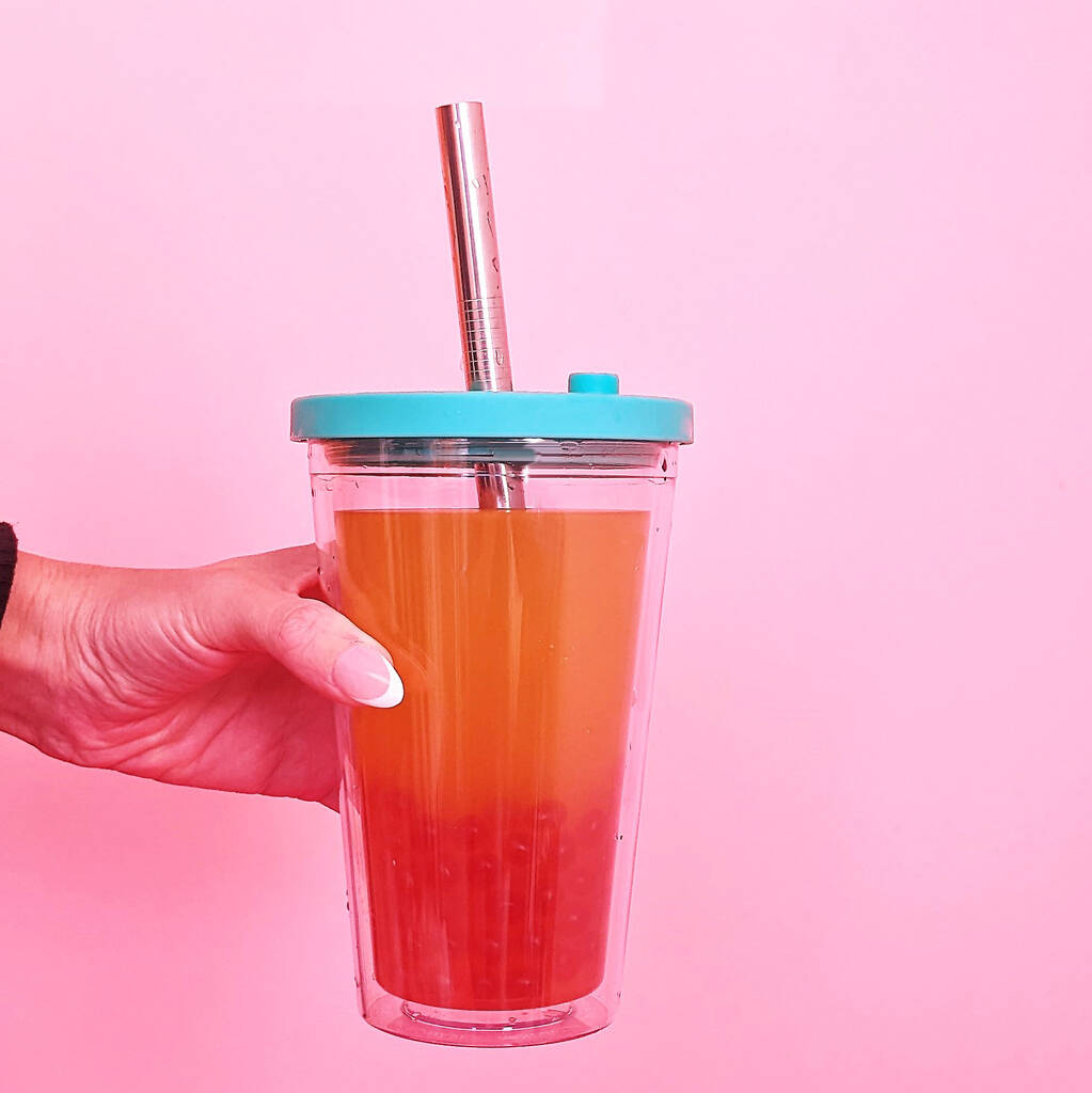Reusable Bubble Tea Cup And Metal Straw, 1 of 2