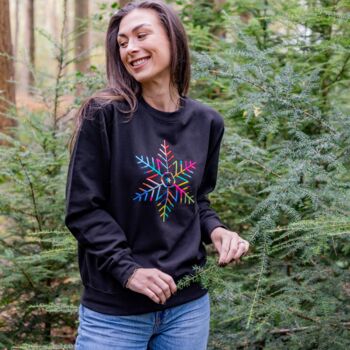 Embroidered Rainbow Snowflake Christmas Jumper, 4 of 7