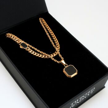 Silver Onyx Necklace Set For Men Chain And Pendant, 11 of 11