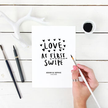 Personalised 'Love At First Swipe' Online Dating Print, 2 of 4