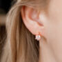 Rose Gold Colour Crystal Huggie Earrings, thumbnail 2 of 8