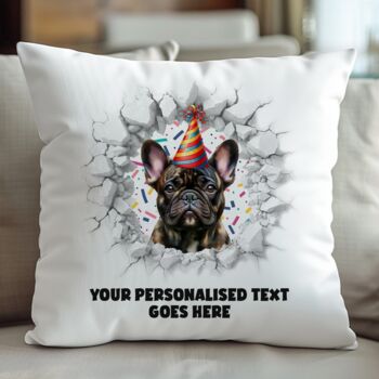 Personalised French Bulldog Birthday Break Through Dog, 5 of 8