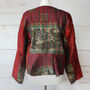 Ladies Red Silk Kantha Hand Stitched Jacket, thumbnail 5 of 5