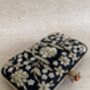 Black Handcrafted Raw Silk Clutch Bag, thumbnail 3 of 10