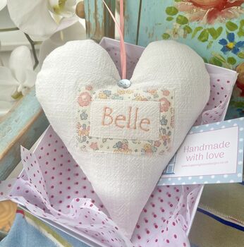 Personalised Ditsy Linen Name Heart, 10 of 10