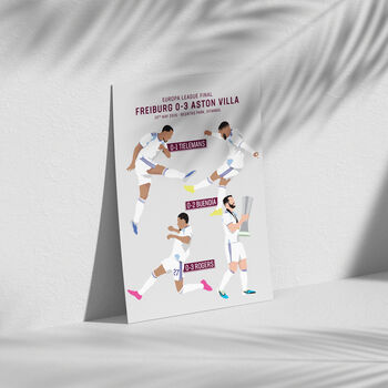 Aston Villa Vs Freiburg Europa League Final Print | Grey Background | Gift For Villa Fans, 3 of 4